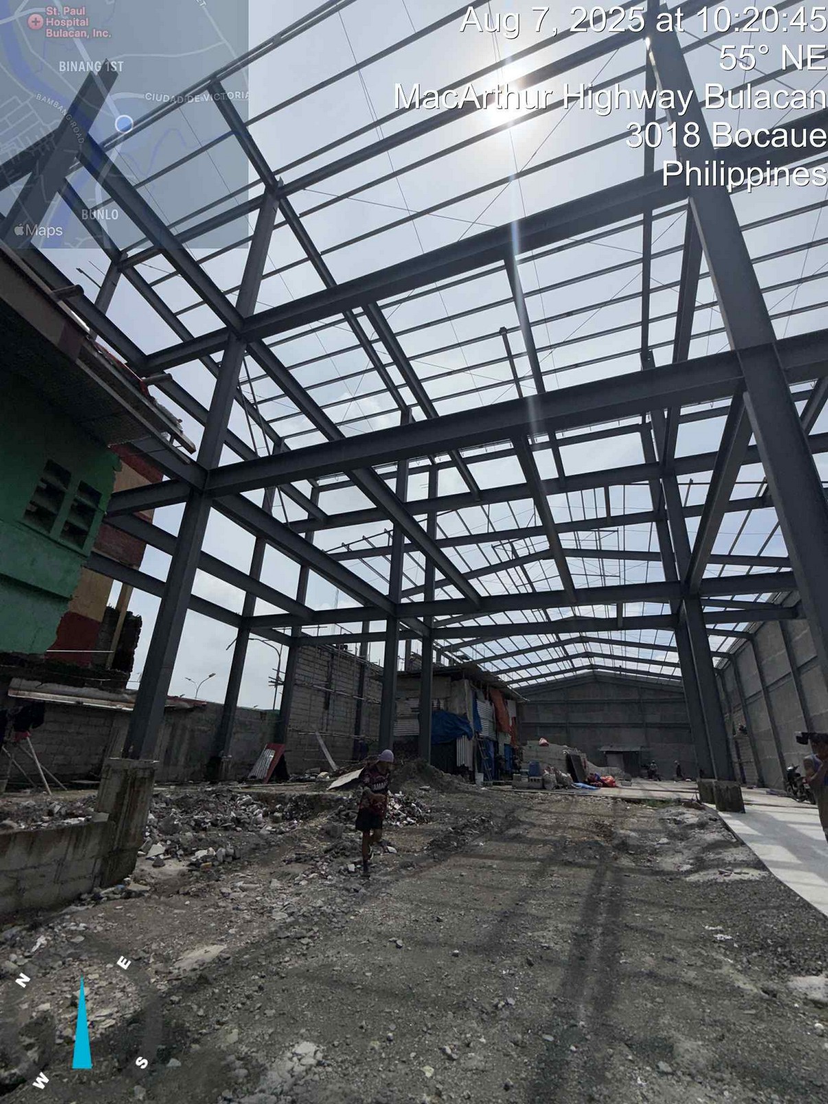 Steel frame construction at Shoulong warehouse and office in Bocaue, Bulacan.