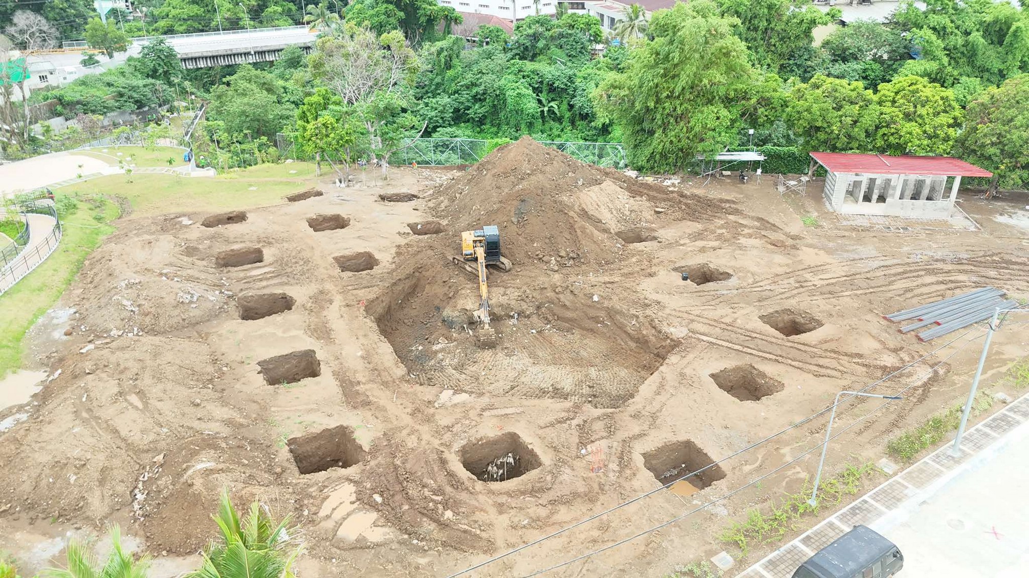 Aerial view of EWP Skypark excavation and footings in Calamba, Laguna.